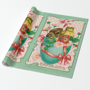 Vintage-Küken mit Osterei-Ostergruß Geschenkpapier