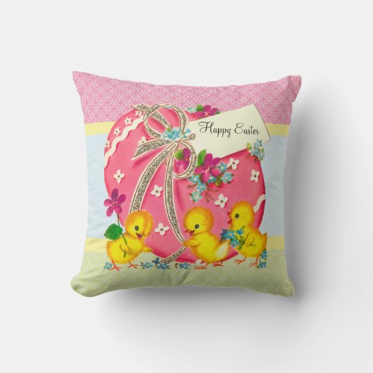 Vintage Küken und rosa Kissen (Vorderseite)