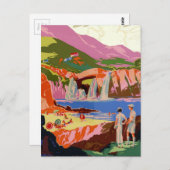 Vintage Kuling China Golfer und Landschaft Postkarte (Vorne/Hinten)