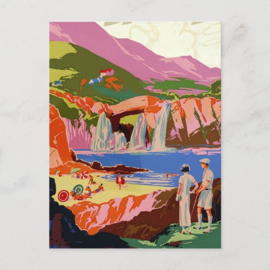 Vintage Kuling China Golfer und Landschaft Postkarte (Vorderseite)