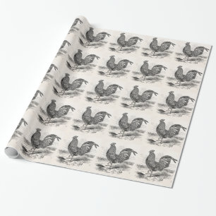 Vintage Kulm Fowl Hahn Huhn - Hühner Henne Geschenkpapier
