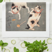 Vintage Kuniyoshi japanische Kunst-Katzen-Posen Küchentuch (Gefaltet)