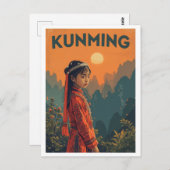 Vintage Kunming, China Travel Postkarte (Vorne/Hinten)