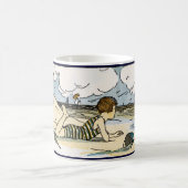 Vintage Kunst am Strand für Kinder Kaffeetasse (Mittel)