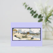 Vintage Kunst am Strand für Kinder Postkarte (Stehend Vorderseite)
