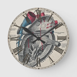 Vintage-Kunst Anatomisches Herzdiagramm - Wissensc Runde Wanduhr