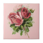 Vintage Kunst Antike Rose Fliese (Vorderseite)