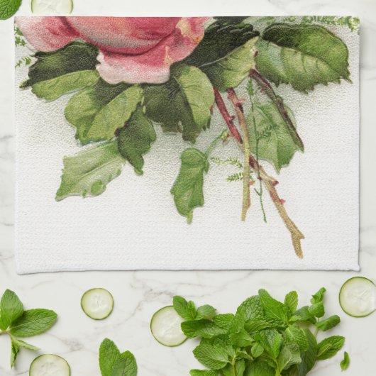 Vintage Kunst Antike Rose Handtuch (Gefaltet)