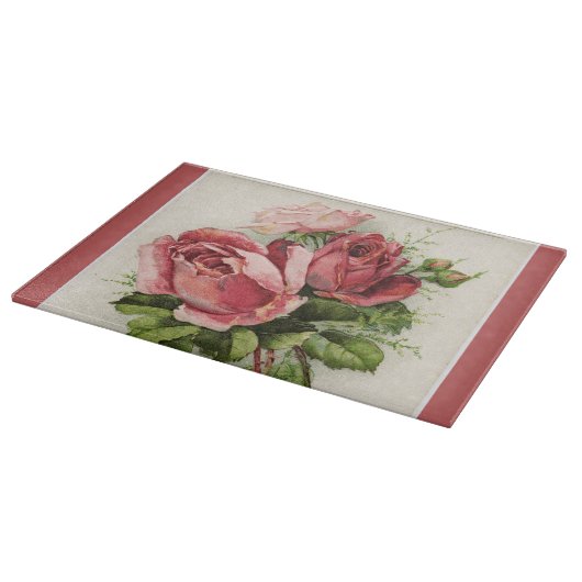Vintage Kunst Antike Rose Schneidebrett (Ecke)