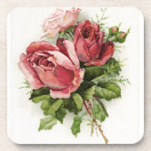 Vintage Kunst Antike Rose Untersetzer (Vorderseite)
