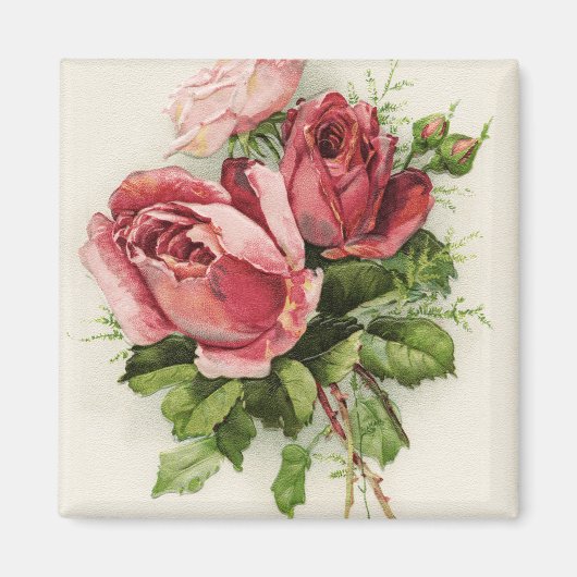 Vintage Kunst-Antiken-Rosen Magnet (Vorne)