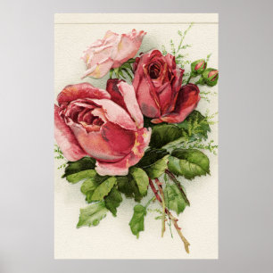 Vintage Kunst-Antiken-Rosen Poster