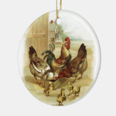 Vintage Kunst-Bauernhof-Hühner Keramikornament (Links)
