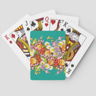 Vintage-Kunst Blumenmuster Frühlingsblumen Primel Spielkarten