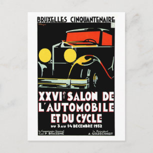 Vintage Kunst Deko Brüssel Auto Salon Postkarte