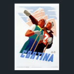 Vintage Kunst Deko Italienische Skireise<br><div class="desc">Retouchiert,  restauriert und professionell vergrößert. In den 1930er Jahren wurde für das berühmte italienische Skigebiet Cortina d'Ampezzo ein Deko in den Bergen ausgeschrieben. Typische Deko Pastellfarben.</div>