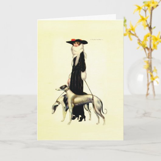 Vintage Kunst-Deko-Mode Karte (Gelbe Blume)