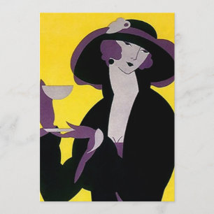 Vintage Kunst-Deko-Nachmittags-Tee-Einladungen Einladung