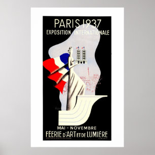 Vintage Kunst-Deko Paris-Weltausstellung 1937 Poster