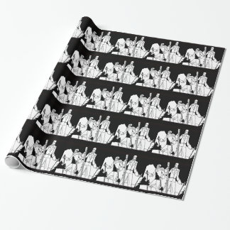 Vintage Kunst-Deko-Ski-Paareskiers-Illustration Geschenkpapier