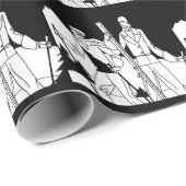 Vintage Kunst-Deko-Ski-Paareskiers-Illustration Geschenkpapier (Rolleneckpunkt)