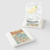 Vintage Kunst der Detroit-Bewegungsstadt Steinuntersetzer (Seitenansicht)