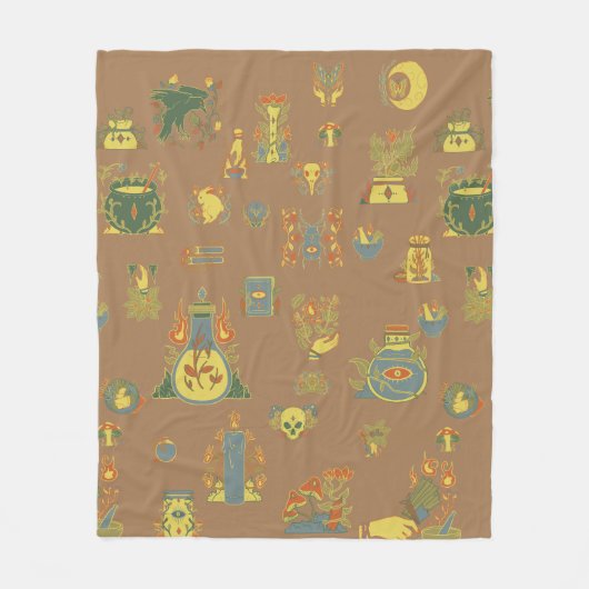 Vintage Kunst der Hexerei Fleecedecke (Vorderseite)