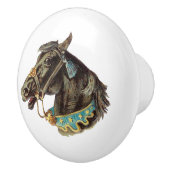 Vintage Kunst des Black Circus Horses Keramikknauf (Rechts)