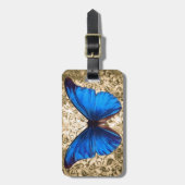 Vintage Kunst des blauen Gepäckanhänger (Vorderseite vertikal)