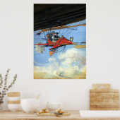 Vintage Kunst des fliegenden Futuristikflugzeugs Poster (Küche)