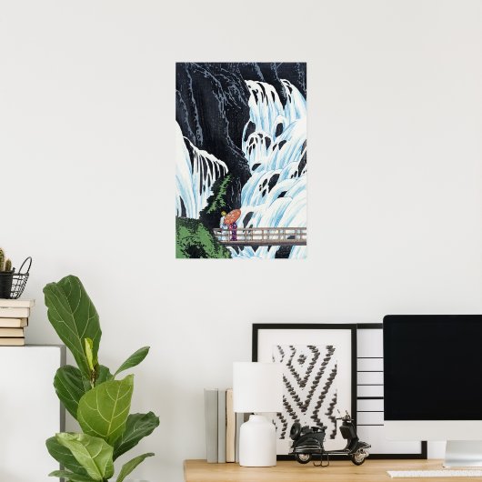 Vintage Kunst des japanischen Wasserfalles Poster (Heimbüro)