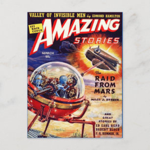 Vintage Kunst des Scannens Raid von Mars Postkarte