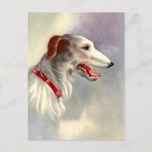 Vintage-Kunst-Design Borzoi-Hund Postkarte