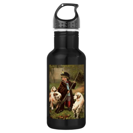 Vintage Kunst Edelstahlflasche (Vorderseite)
