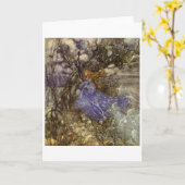 Vintage Kunst - Eine Fee in Blau, Karte (Gelbe Blume)
