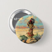 Vintage Kunst: Eingeborene amerikanische Frau mit  Button (Vorne & Hinten)