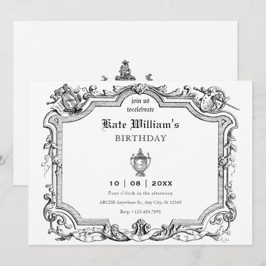 Vintage Kunst Einladung (Vorne/Hinten)