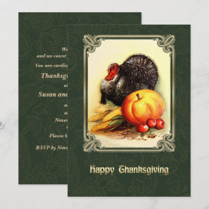 Vintage-Kunst-Einladungen zum Thanksgiving-Dinner Einladung