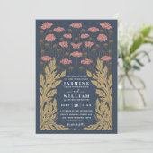 Vintage-Kunst Elegante Moderne QR-Code-Hochzeit Einladung (Stehend Vorderseite)