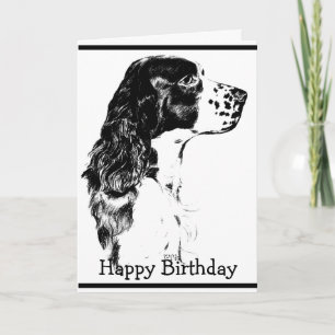 Vintage-Kunst-Englisch-Springer-Spaniel-Geburtstag Karte