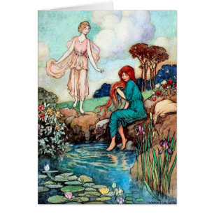 Vintage Kunst - Fee am Teich der Reflexion -
