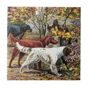 Vintage-Kunst für Setter-Liebhaber Fliese