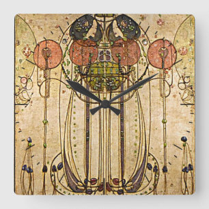 Vintage-Kunst-Gesso-Wandfries-Zeitanzeige Quadratische Wanduhr