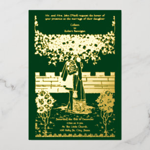 Vintage Kunst & Handwerk Mittelalterliche Hochzeit Folieneinladung