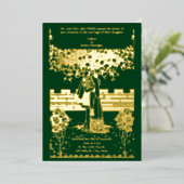 Vintage Kunst & Handwerk Mittelalterliche Hochzeit Folieneinladung (Stehend vorne)