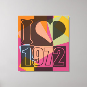 Vintage Kunst - I Liebe (Herz) 1972 - überzogene C Leinwanddruck