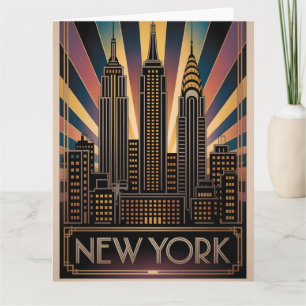 Vintage-Kunst im Art Deco-Stil-Reiseposter von New Karte