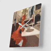 Vintage Kunst - Im Café - Fernand Lungren Quadratische Wanduhr (Winkel)