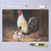 Vintage Kunst im Chicken Rooster Seidenpapier (Handwerk)