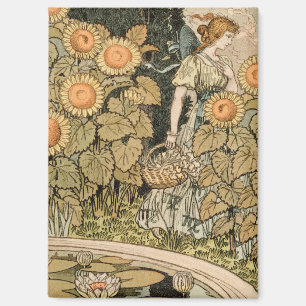 Vintage Kunst im Jugendstil August Sonnenblumen-Ga Magnet